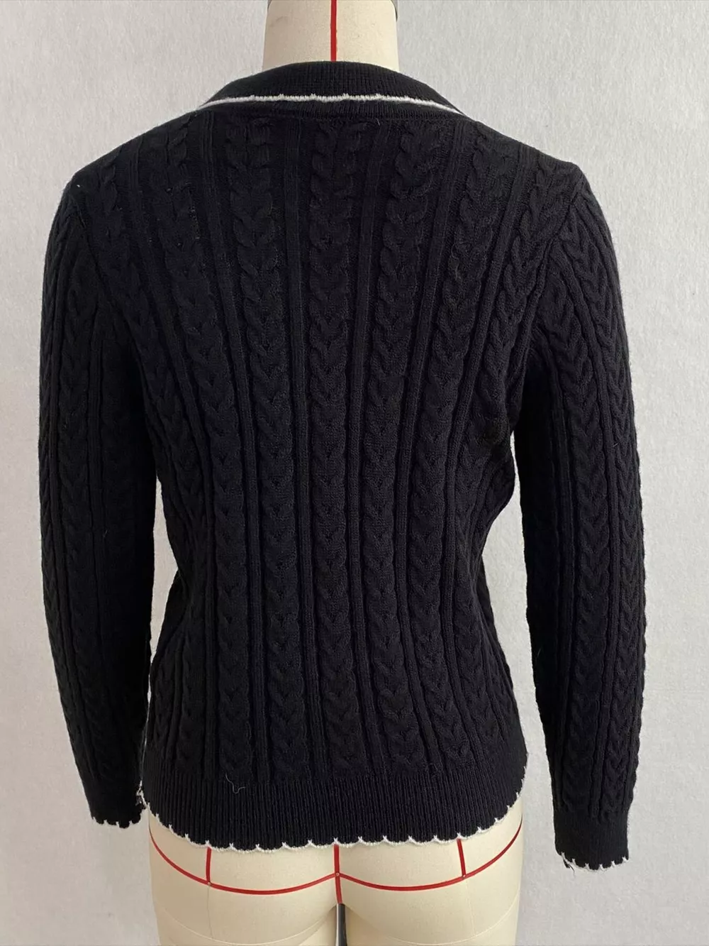 Cable Knit Polo Collar Button-Up Cardigan, image 20