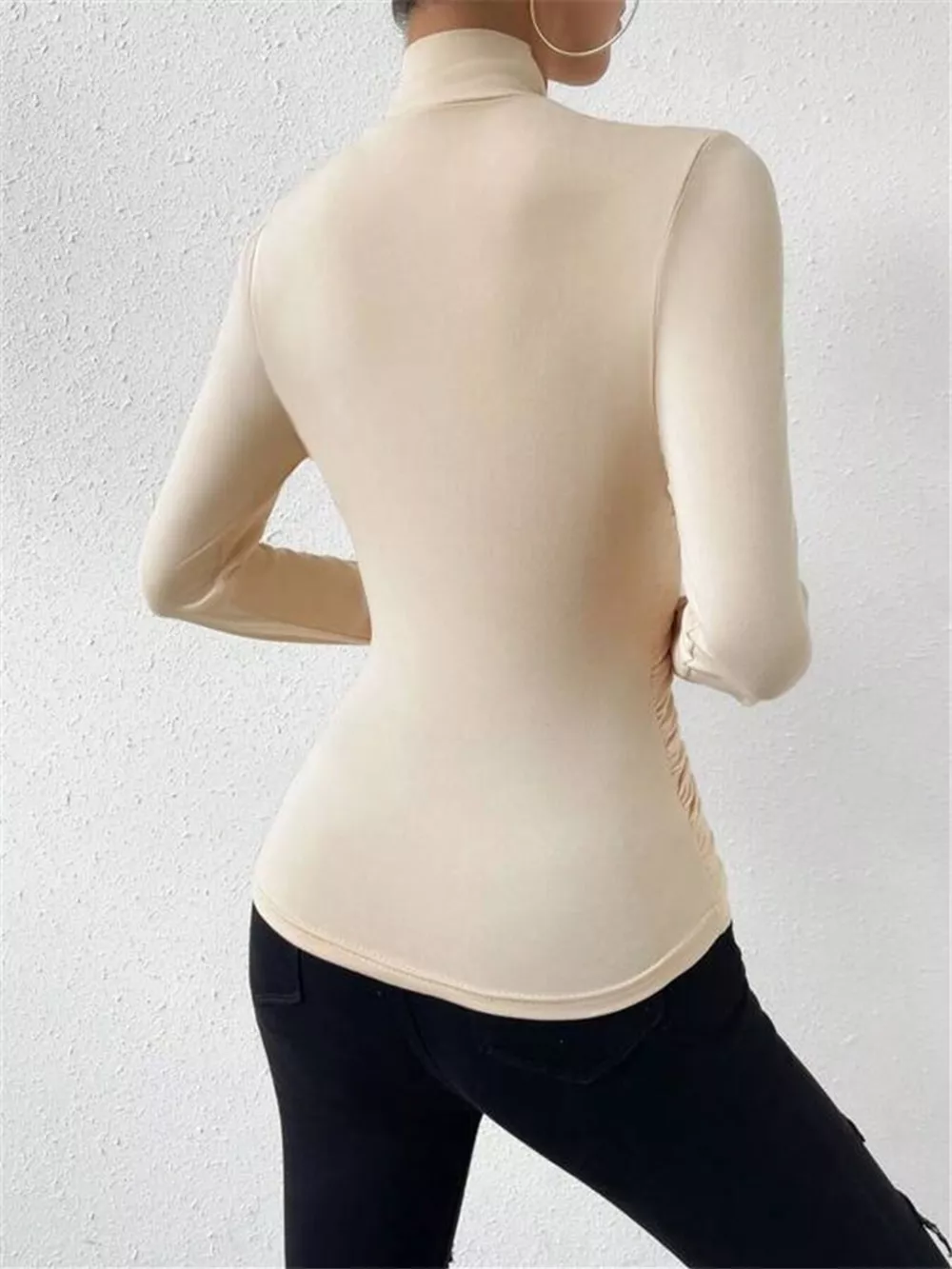 Ruched Long Sleeve Slim Fit Top, image 6