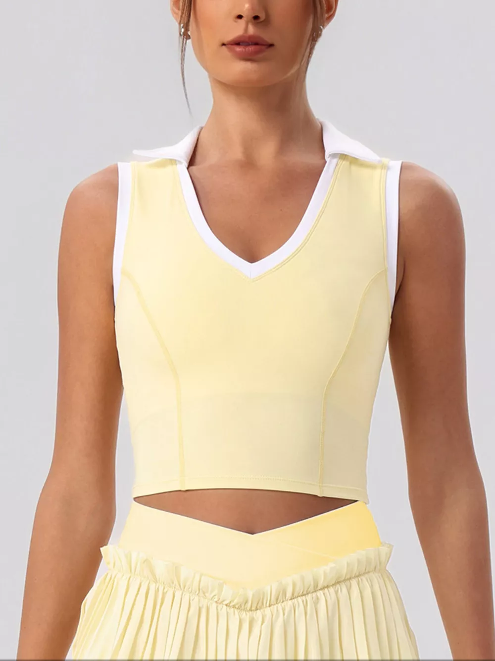 Sleeveless Top and Pleated Skirt Active Set, image 2