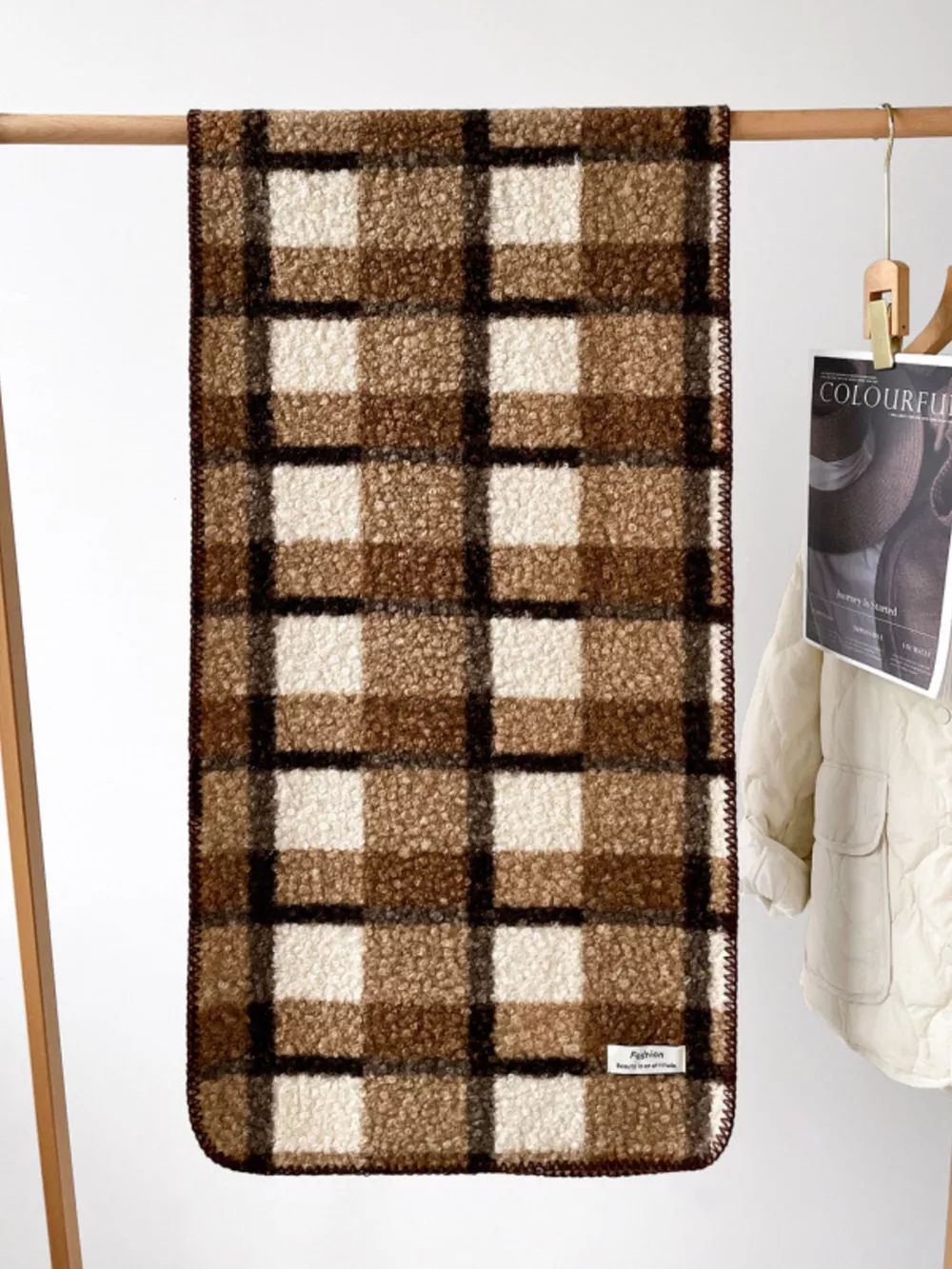 Cozy Plaid Knitted Scarf, image 8