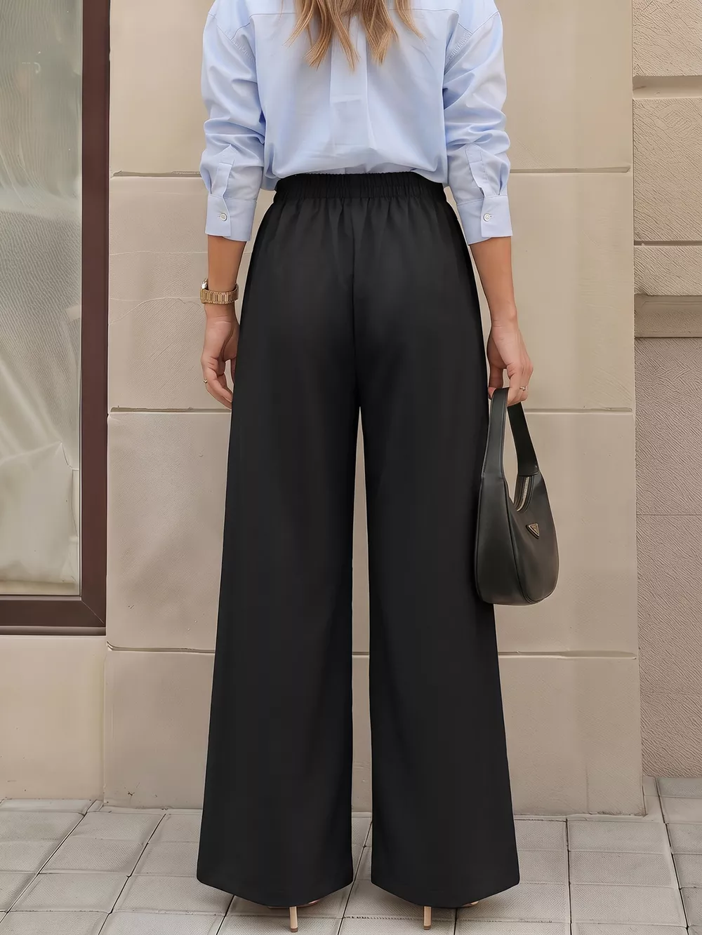 Wide-Leg Pants with Overlap Front Detail, image 5