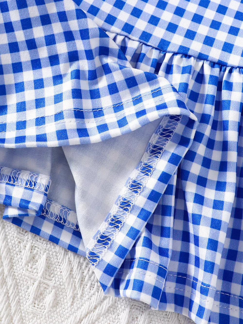 Children's Gingham Polo Collar Ruffle Hem Dress, image 6