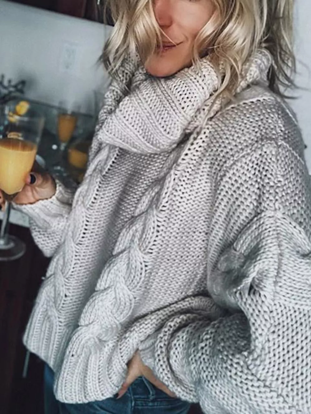 Cable-Knit Turtleneck Sweater, image 7