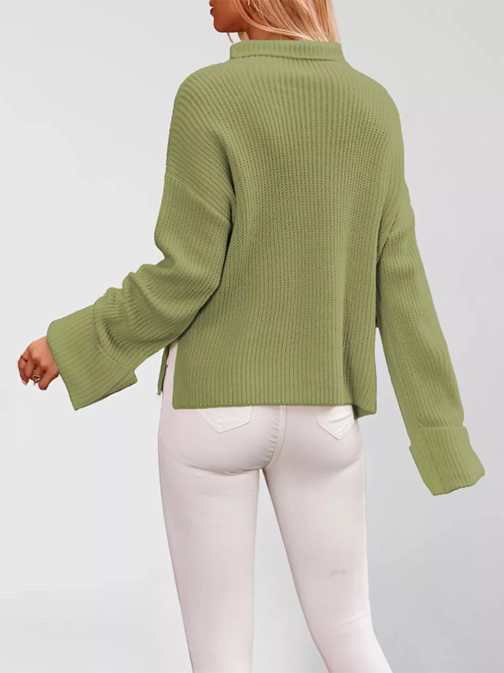 Mock Neck Dropped Shoulder Sweater, image 7