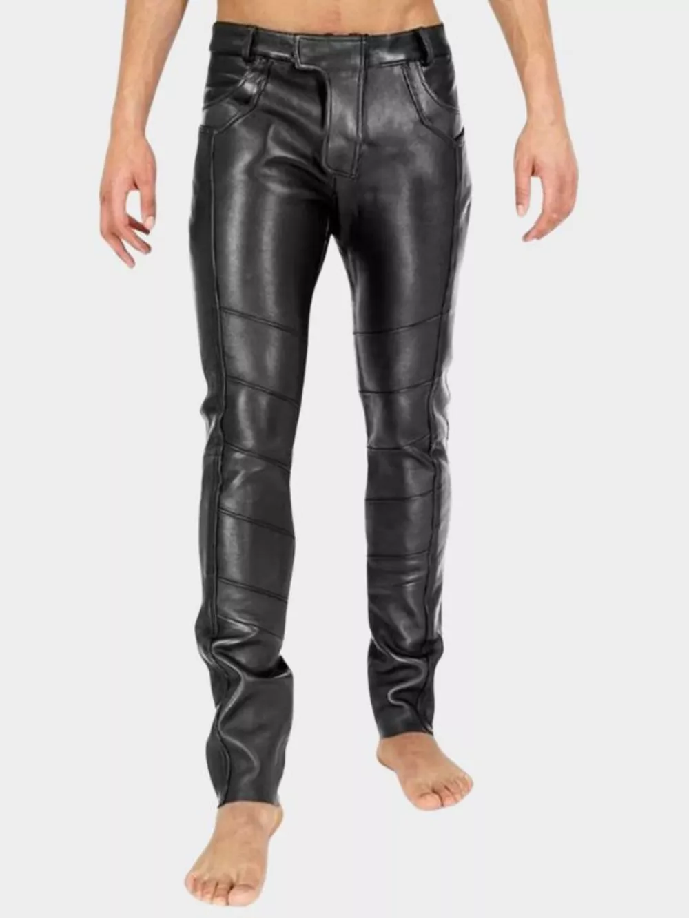Men's Full Size Slim-Fit Faux Leather Pants Plus Size