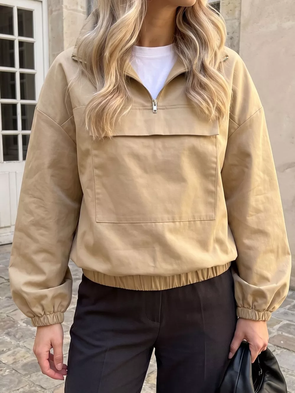 Quarter Zip Front Flap Pocket Top, image 5