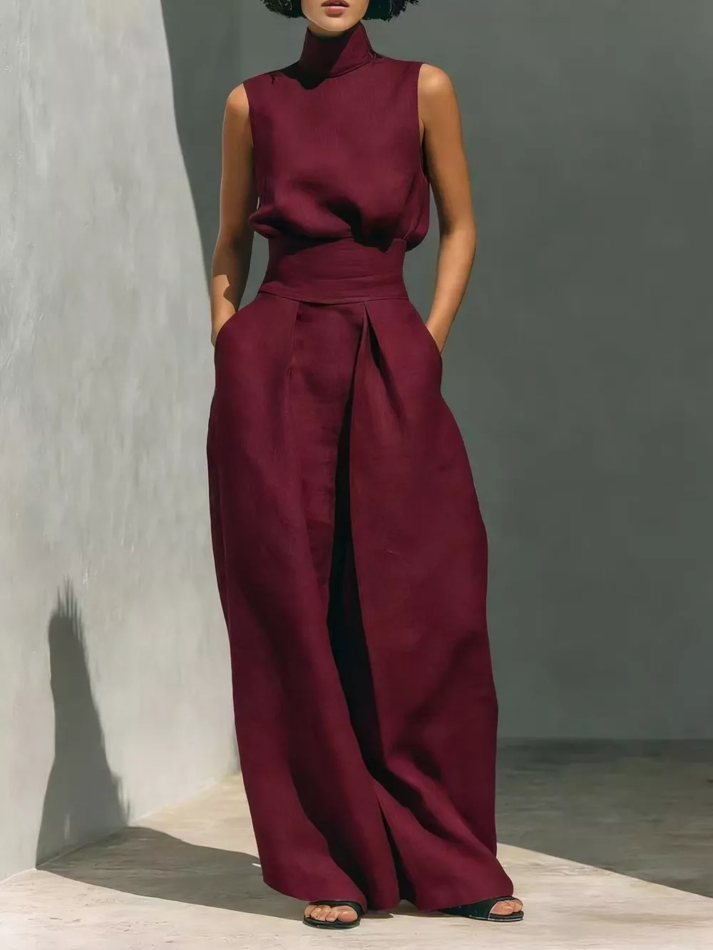 Full Size Sleeveless Wide-Leg Jumpsuit with Smocked Waist Plus Size, image 17