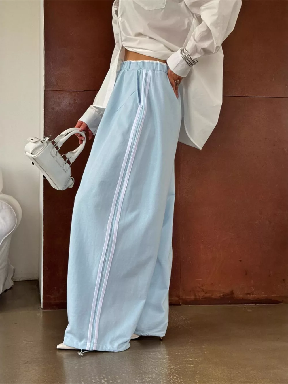Side Stripes High-Waisted Wide-Leg Sweatpants, image 13