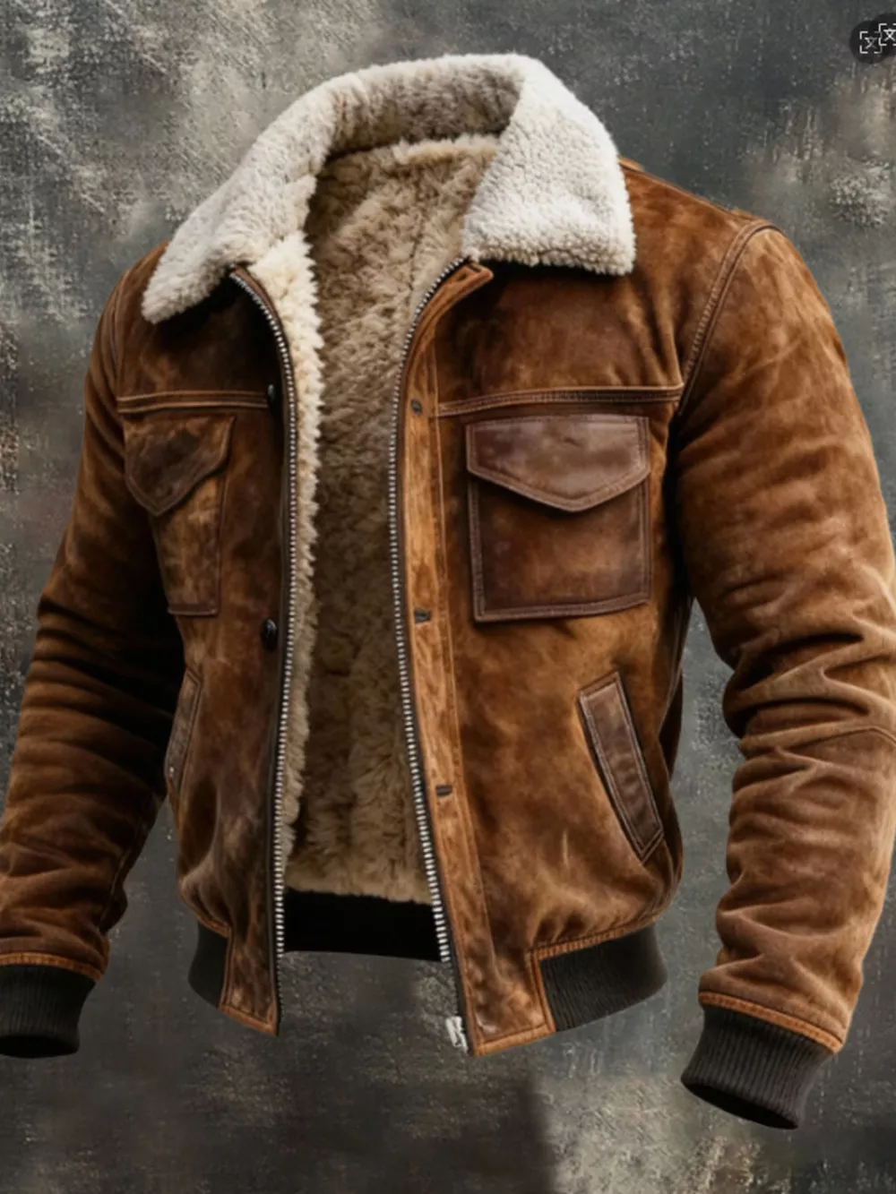 Men's Full Size Vintage Zip Up Jacket Plus Size