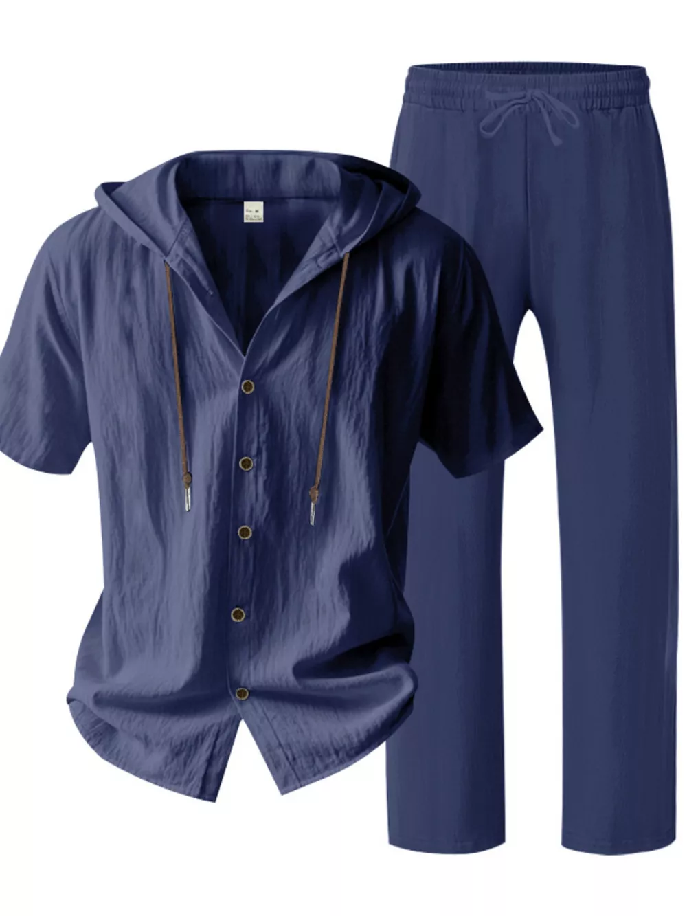 Men's Full Size Button Up Hooded Top and Pants Set Plus Size, image 10