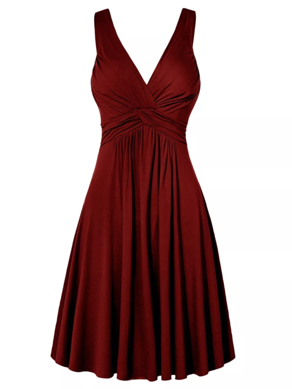 Full Size Twisted Sleeveless Ruched Waist A-Line Dress Plus Size, image 2