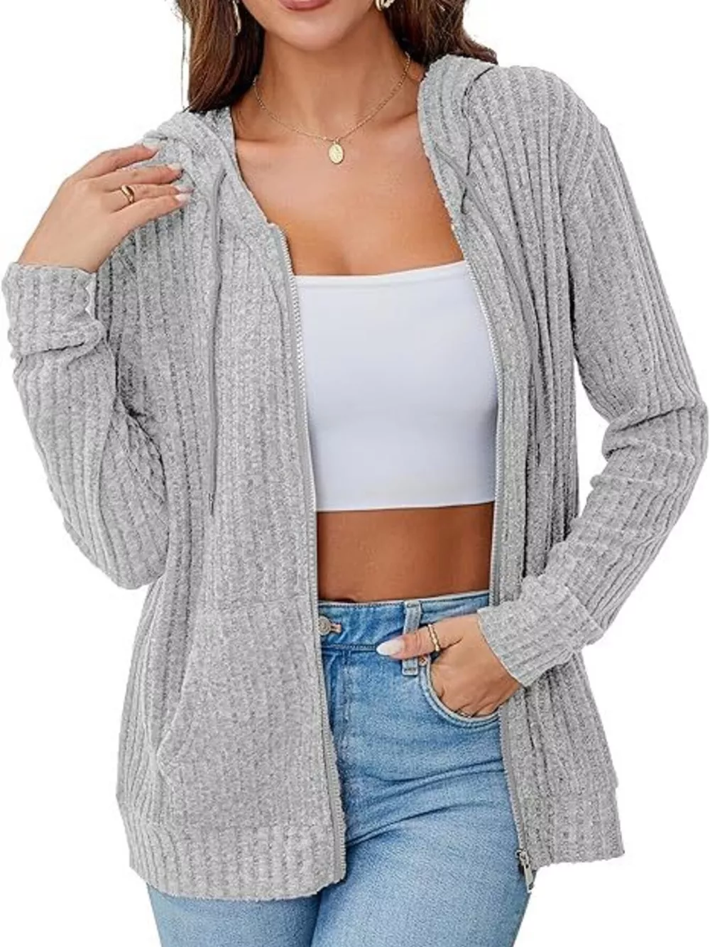 Ribbed Zip Up Hooded Outerwear, image 18