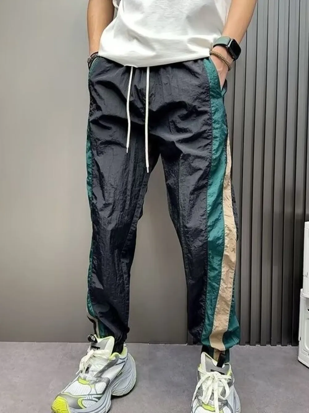 Men's Plus Size Contrast Drawstring Pants, image 5