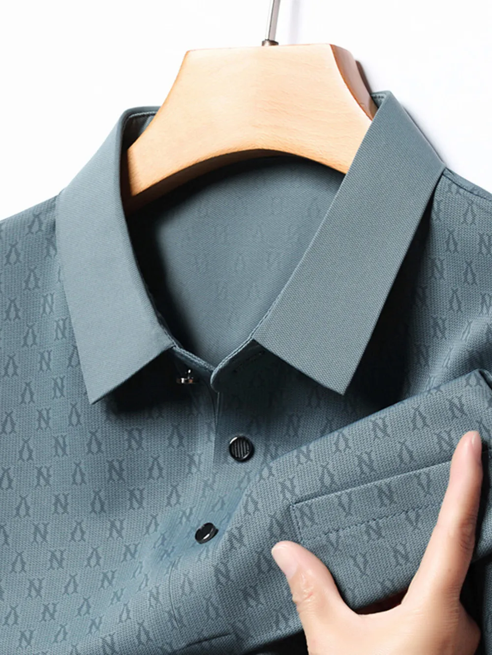 Men's Plus Size Textured Short Sleeve Casual Polo Shirt