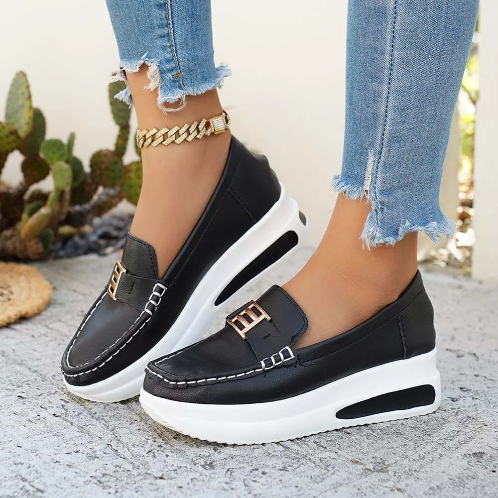 Metal Buckle Round Toe Slip-Ons, image 6