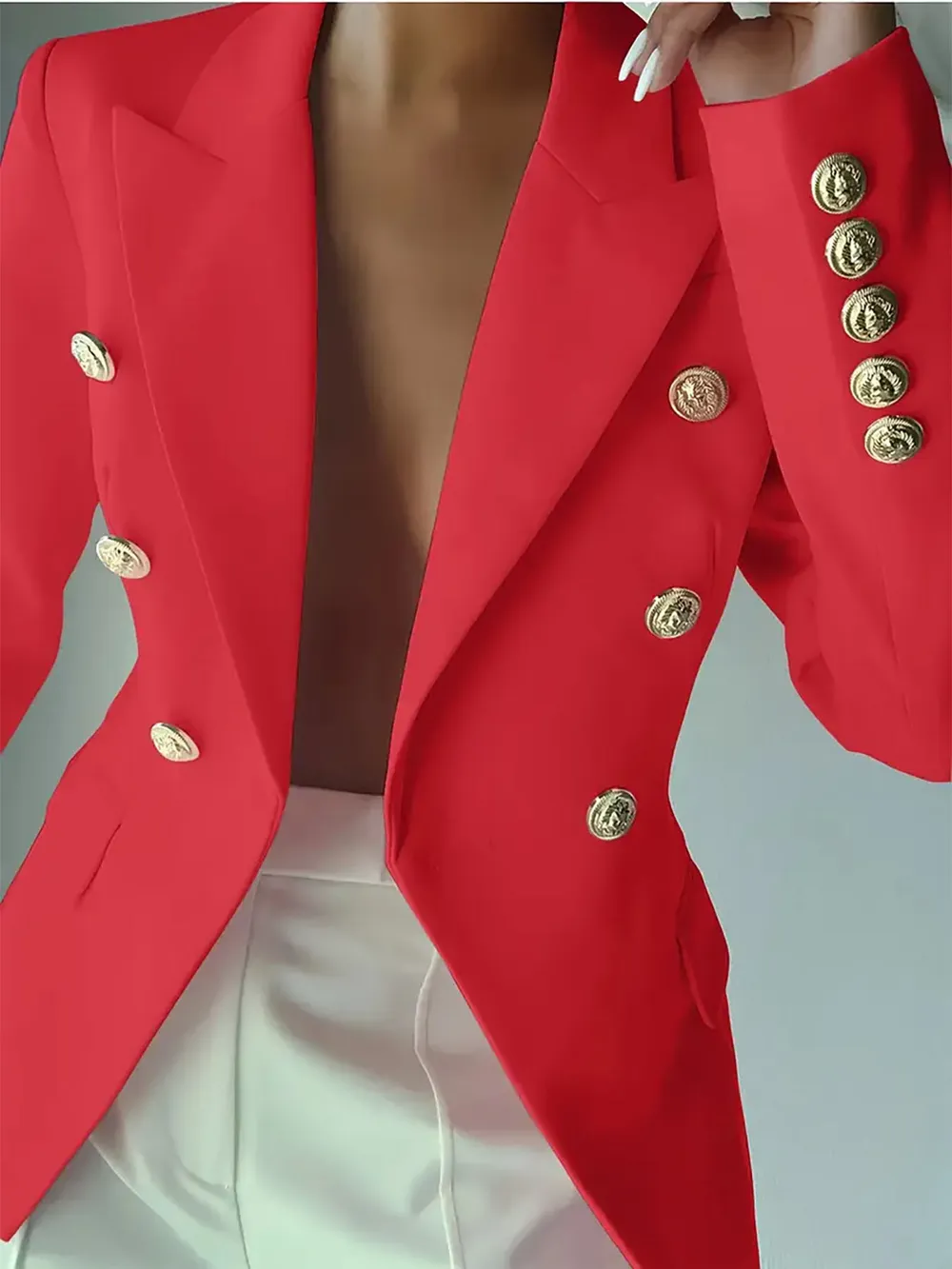 Decor Button Lapel Collar Blazer, image 30