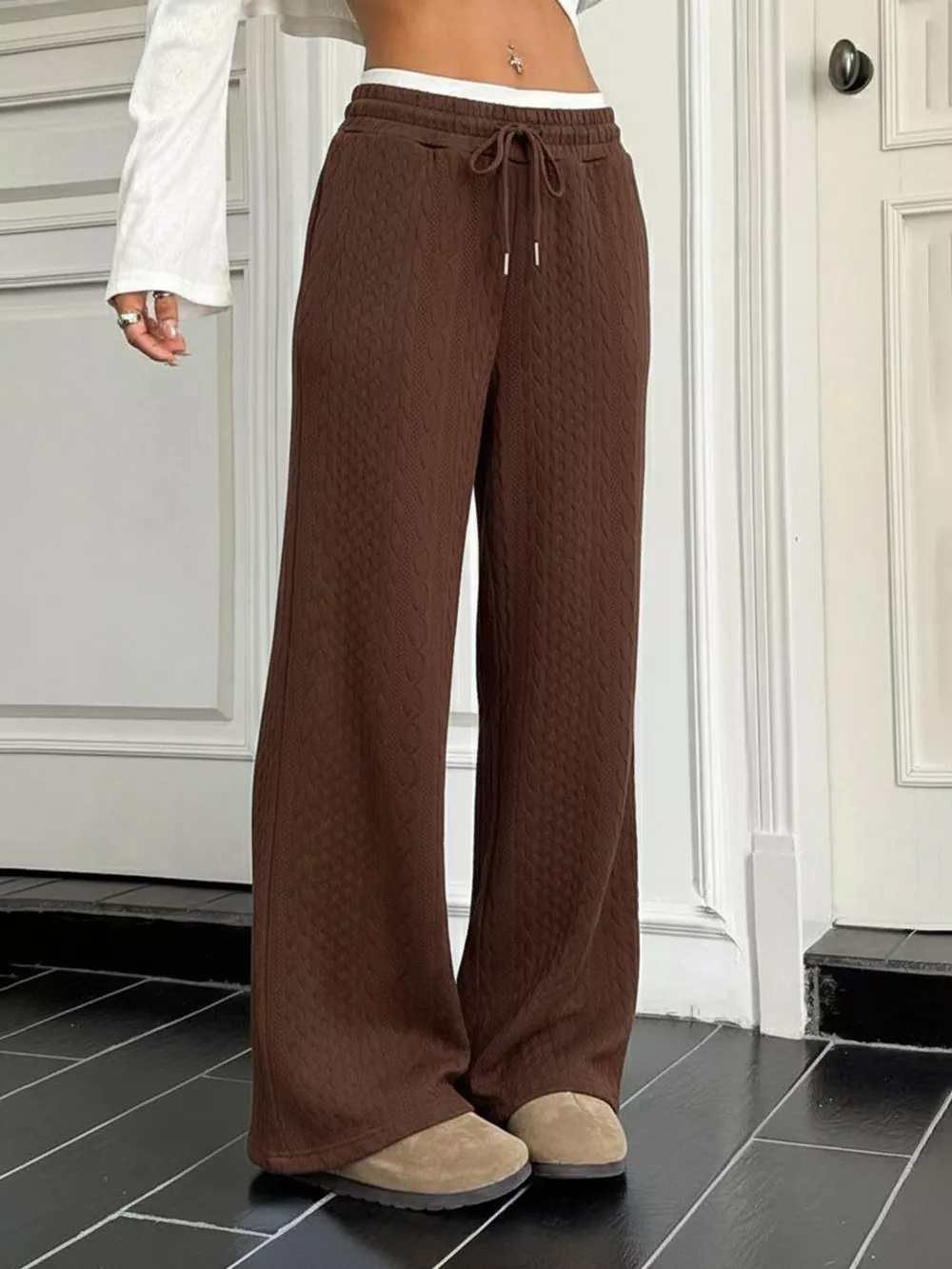 Drawstring Wide Leg Pants, image 2