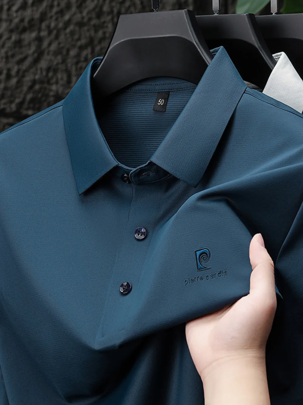 Men's Plus Size Button Detail Short Sleeve Polo, image 5