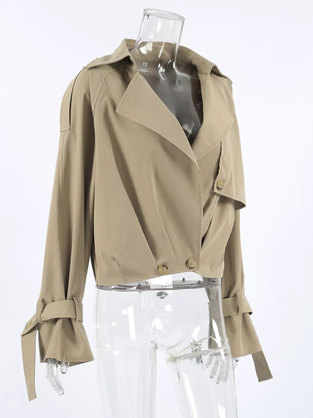 Wide Lapel Cropped Trench Coat, image 11
