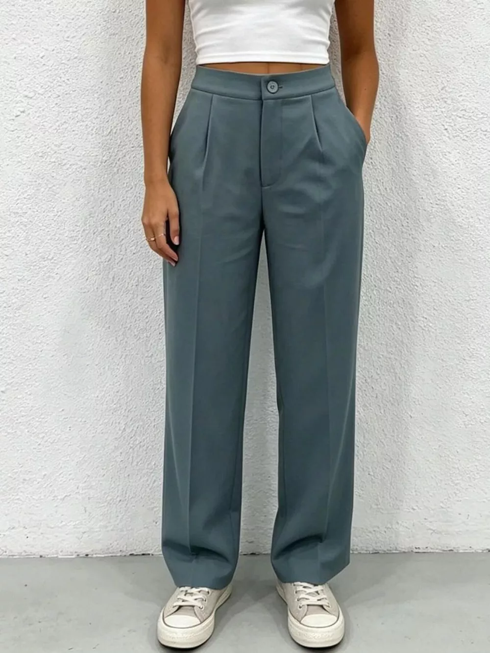 High Waist Wide Leg Pleated Pants, image 4