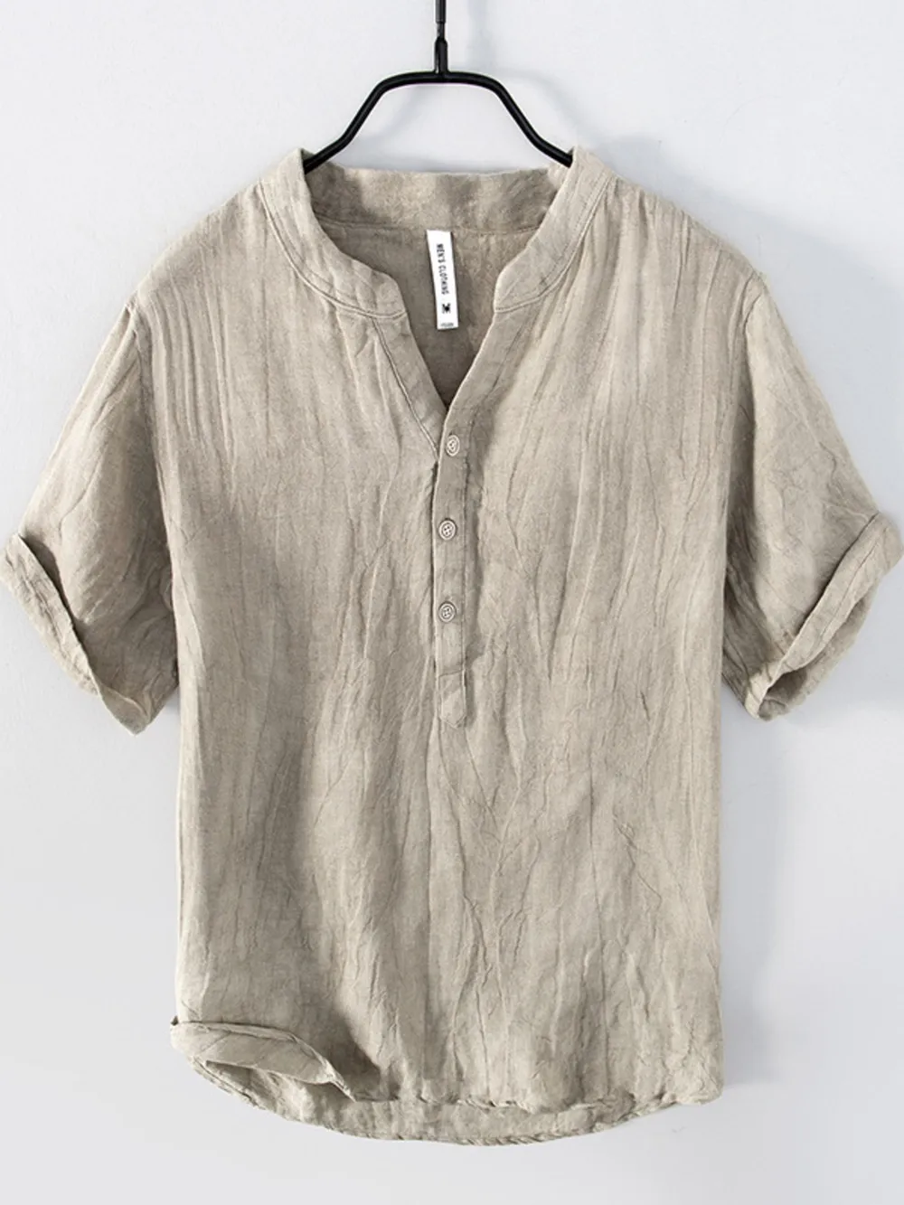Men's Plus Size Button Detail Short Sleeve Top, image 2