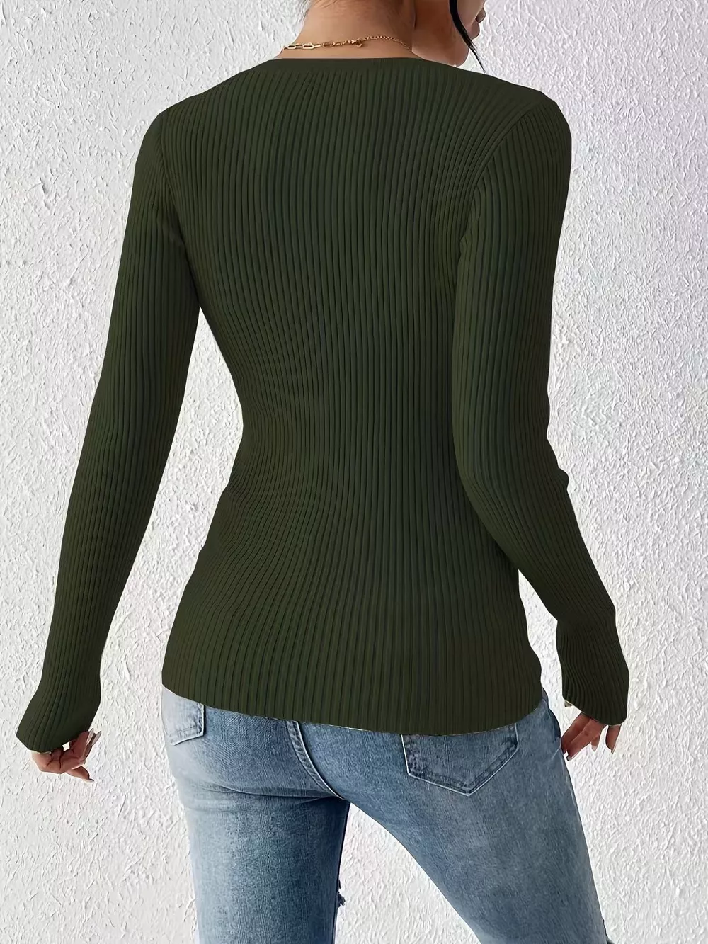 Ribbed Knit Button Front Knit Top, image 33