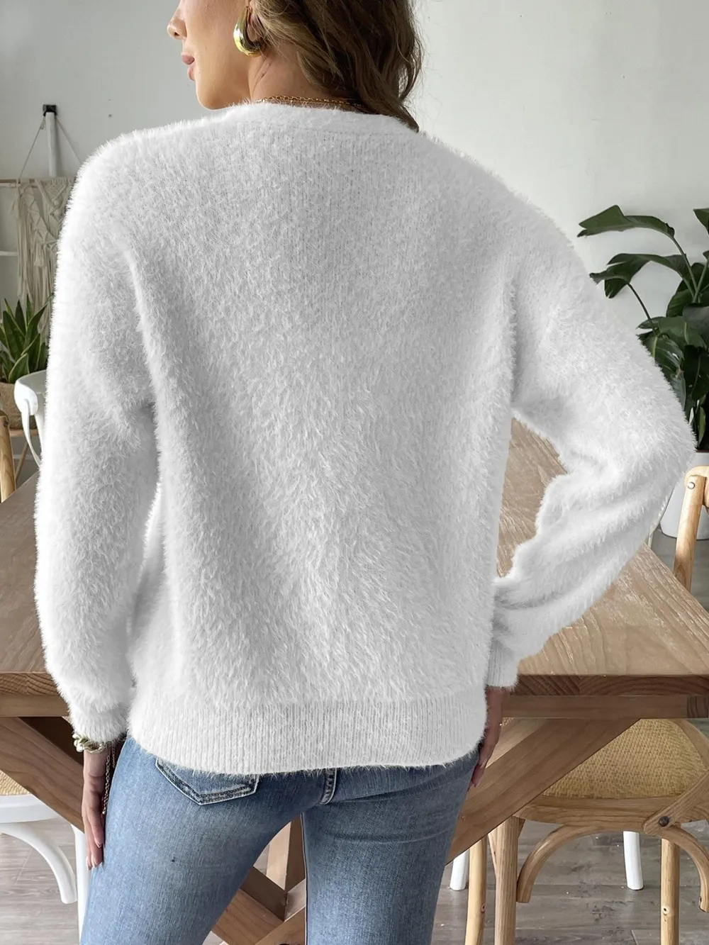 Fuzzy Button-Front Cardigan, image 12
