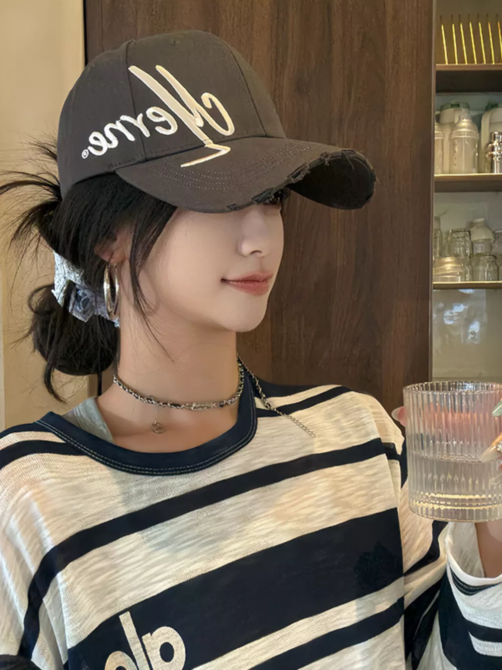 Embroidered Distressed Baseball Cap