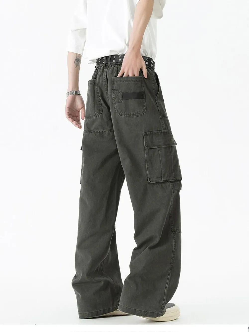 Men's Wide Leg Cargo Pants, image 9