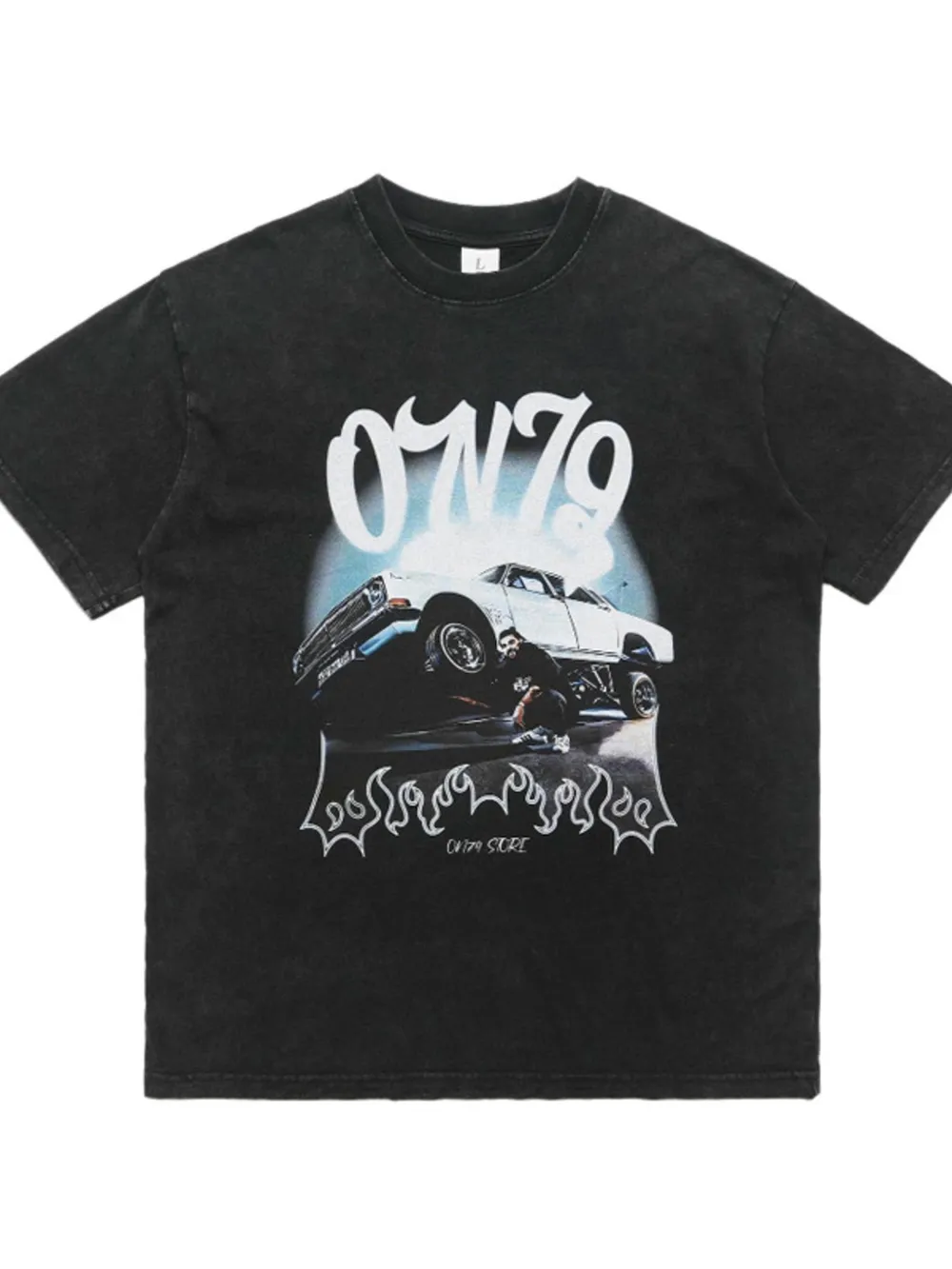 Men's Car Graphic Round Neck Oversized T-Shirt, image 4