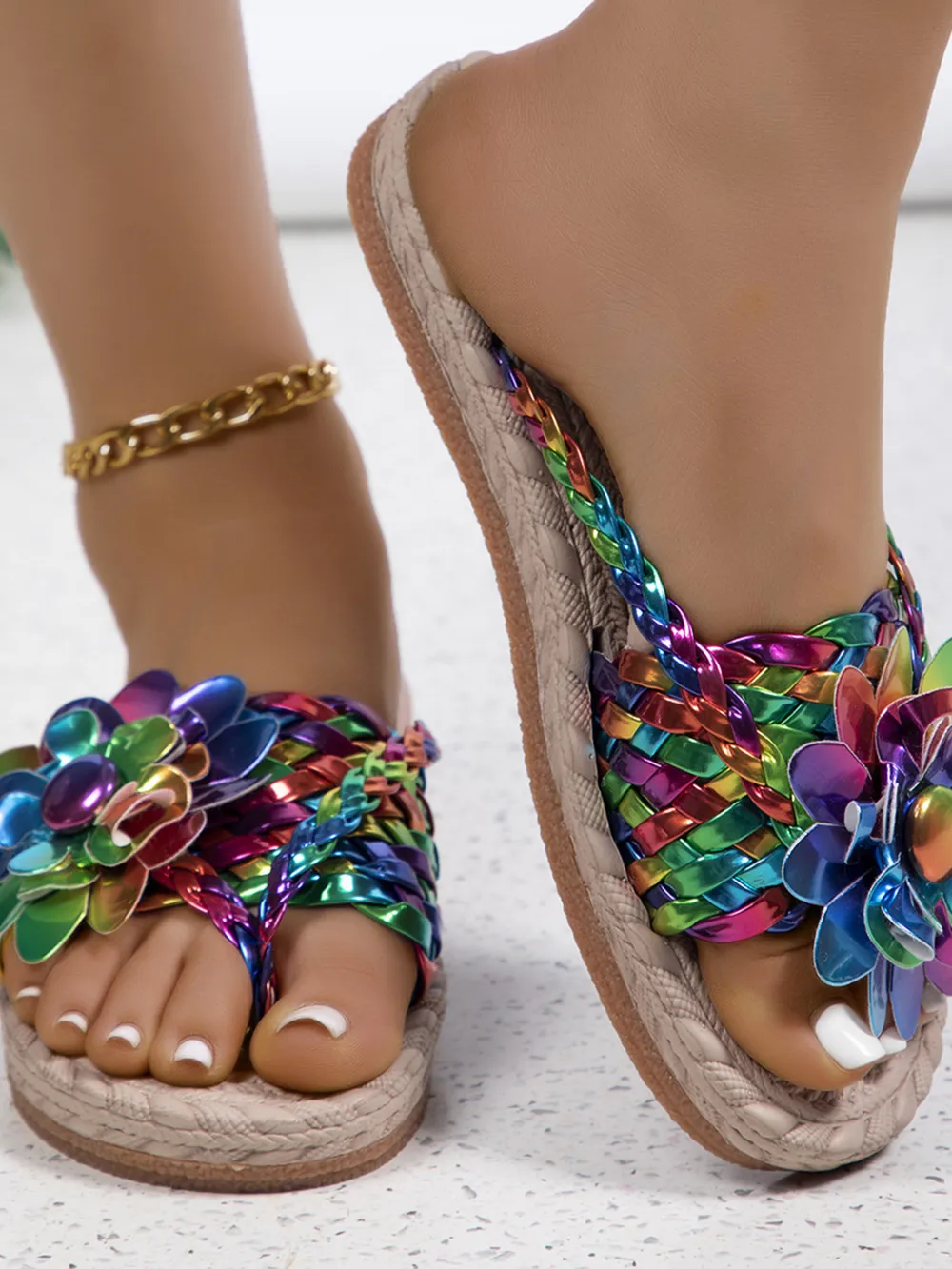 Floral Embellished Comfort Slide Sandals, image 7