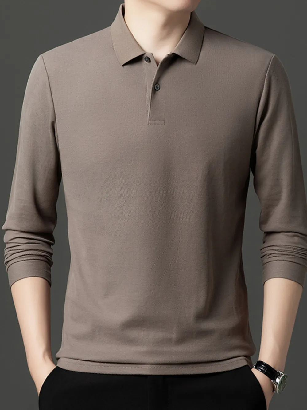 Men's Plus Size Button Detail Short Sleeve Polo, image 3