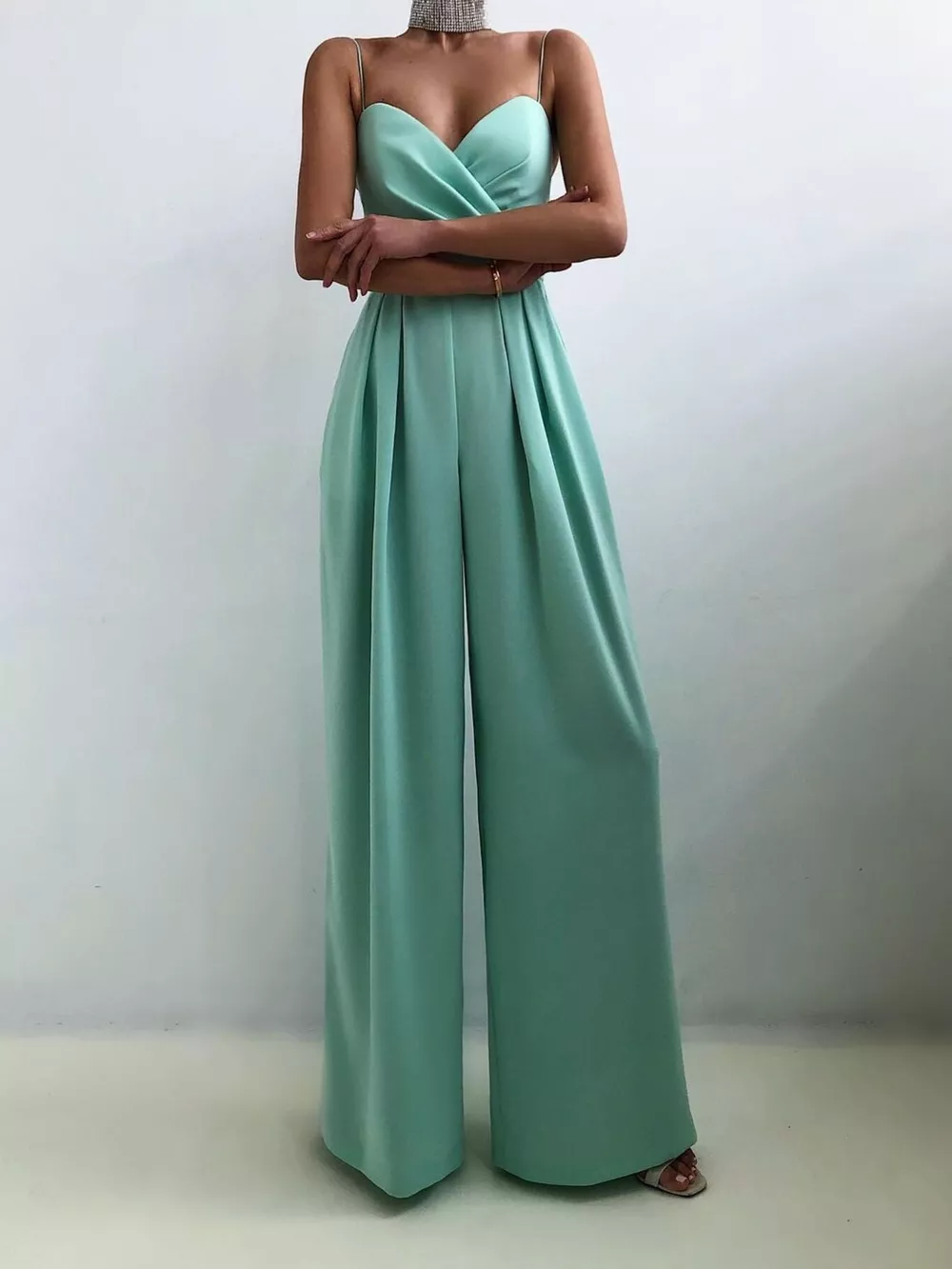 Full Size Spaghetti Strap Wide Leg Jumpsuit Plus Size, image 6