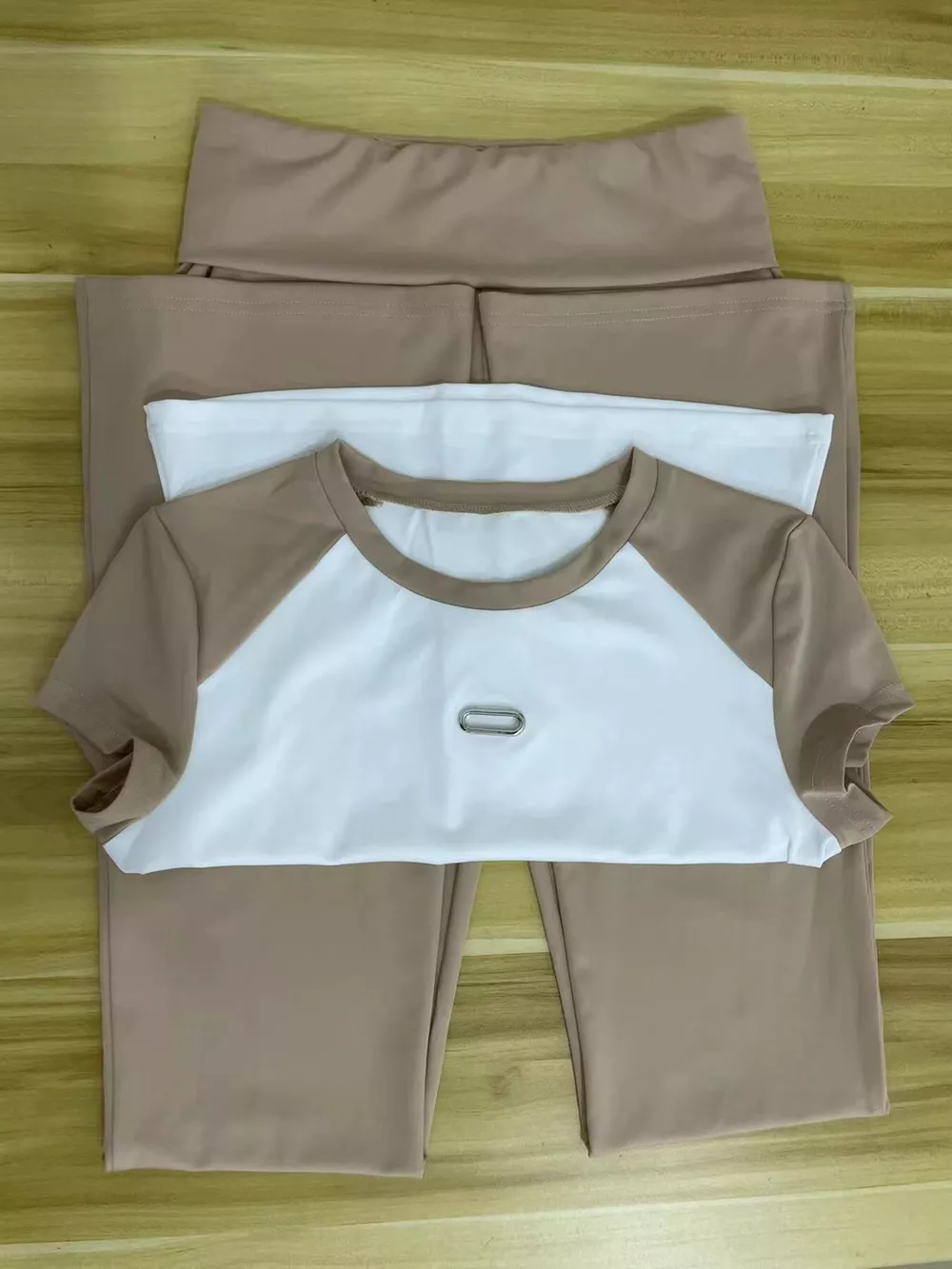 Contrast Short Sleeve Tee and Pants Set, image 12