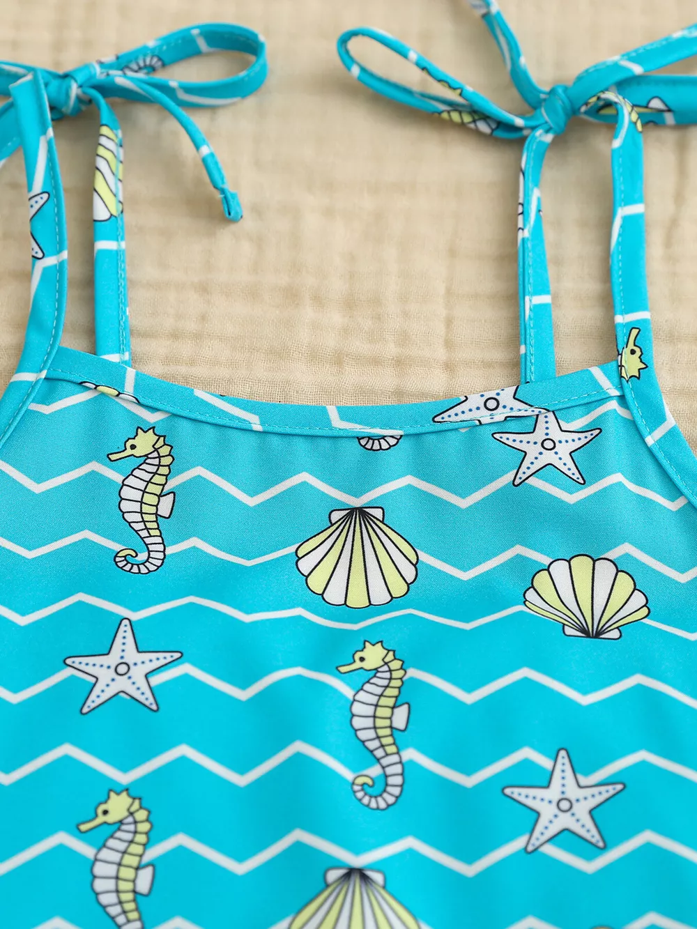Children's Seahorse & Shell Print Cami Top with Bow Decor Shorts Set, image 2