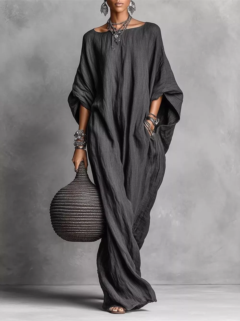 Loose Fit Boat Neck Dress, image 2
