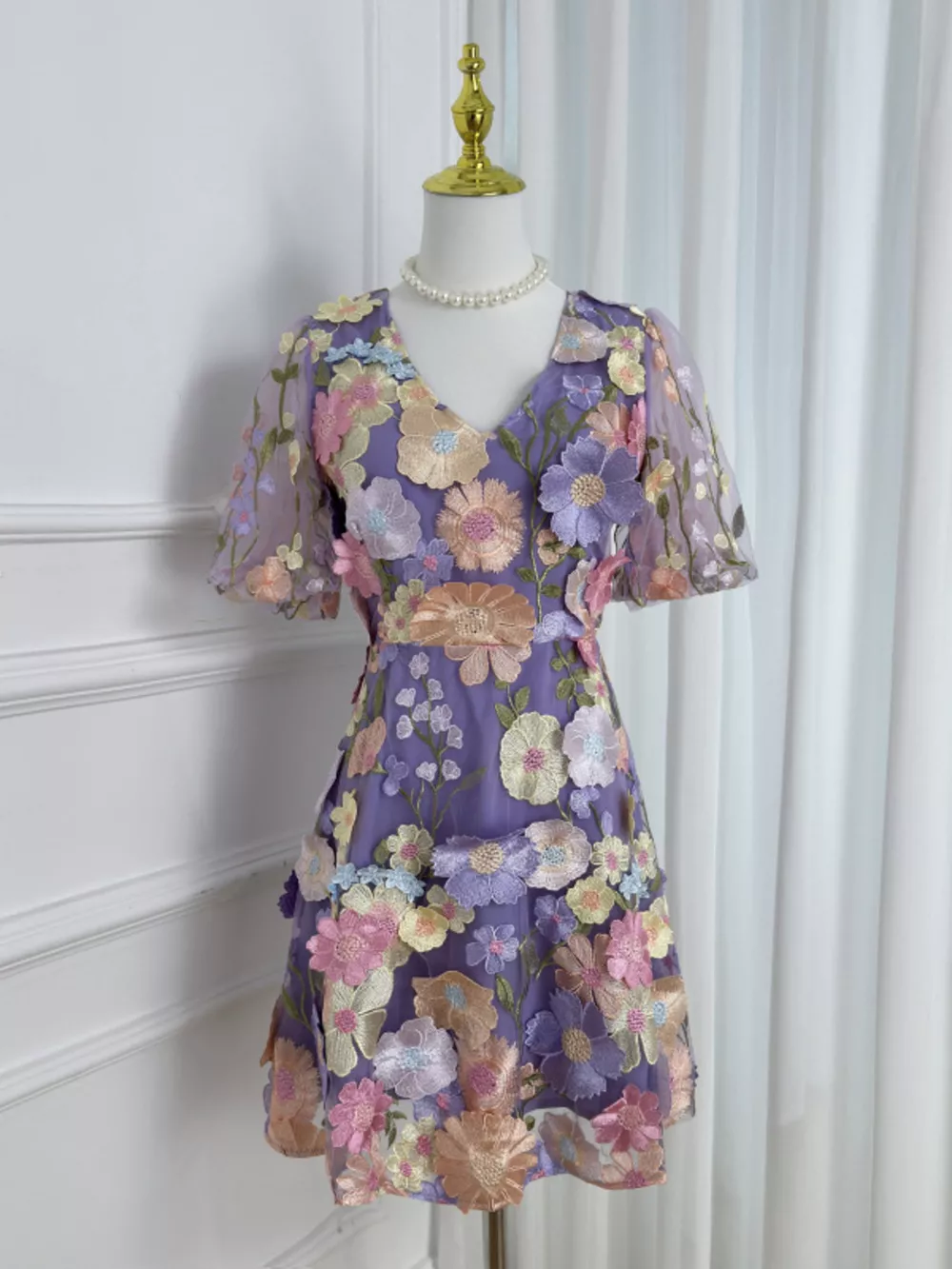 Plus Size Embroidered Floral V-Neck Mini Dress, image 11