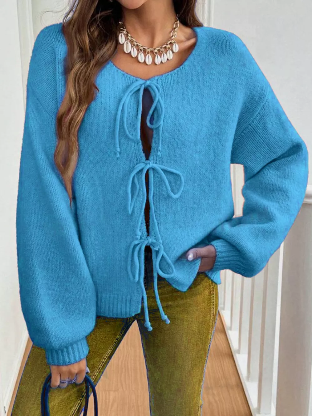 Tie-Front Long Sleeve Cardigan, image 13