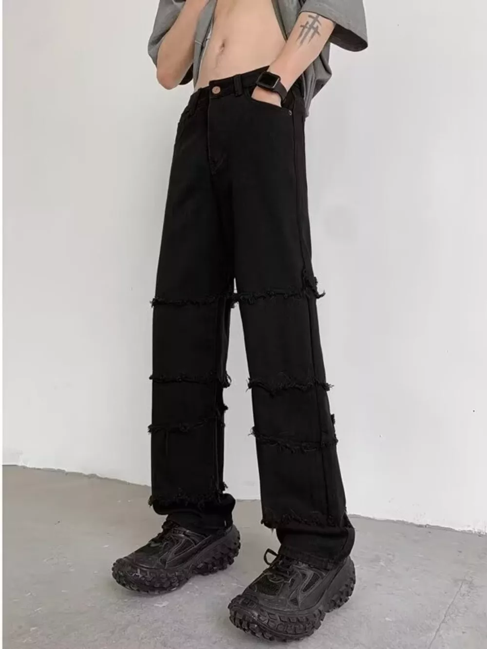 Men's Full Size Raw Hem Jeans Plus Size, image 3