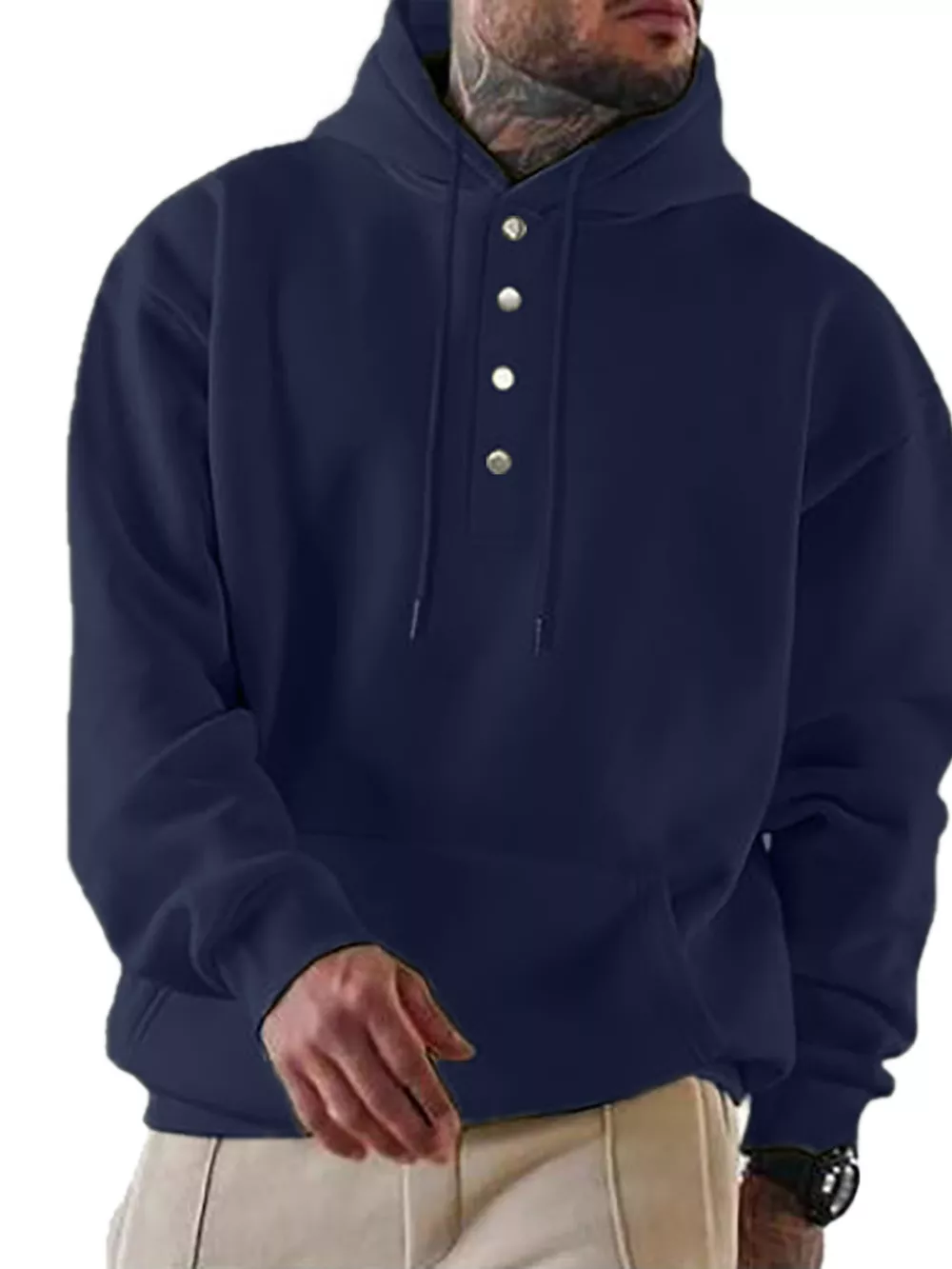 Men's Full Size Drawstring Kangaroo Pocket Hoodie Plus Size, image 9