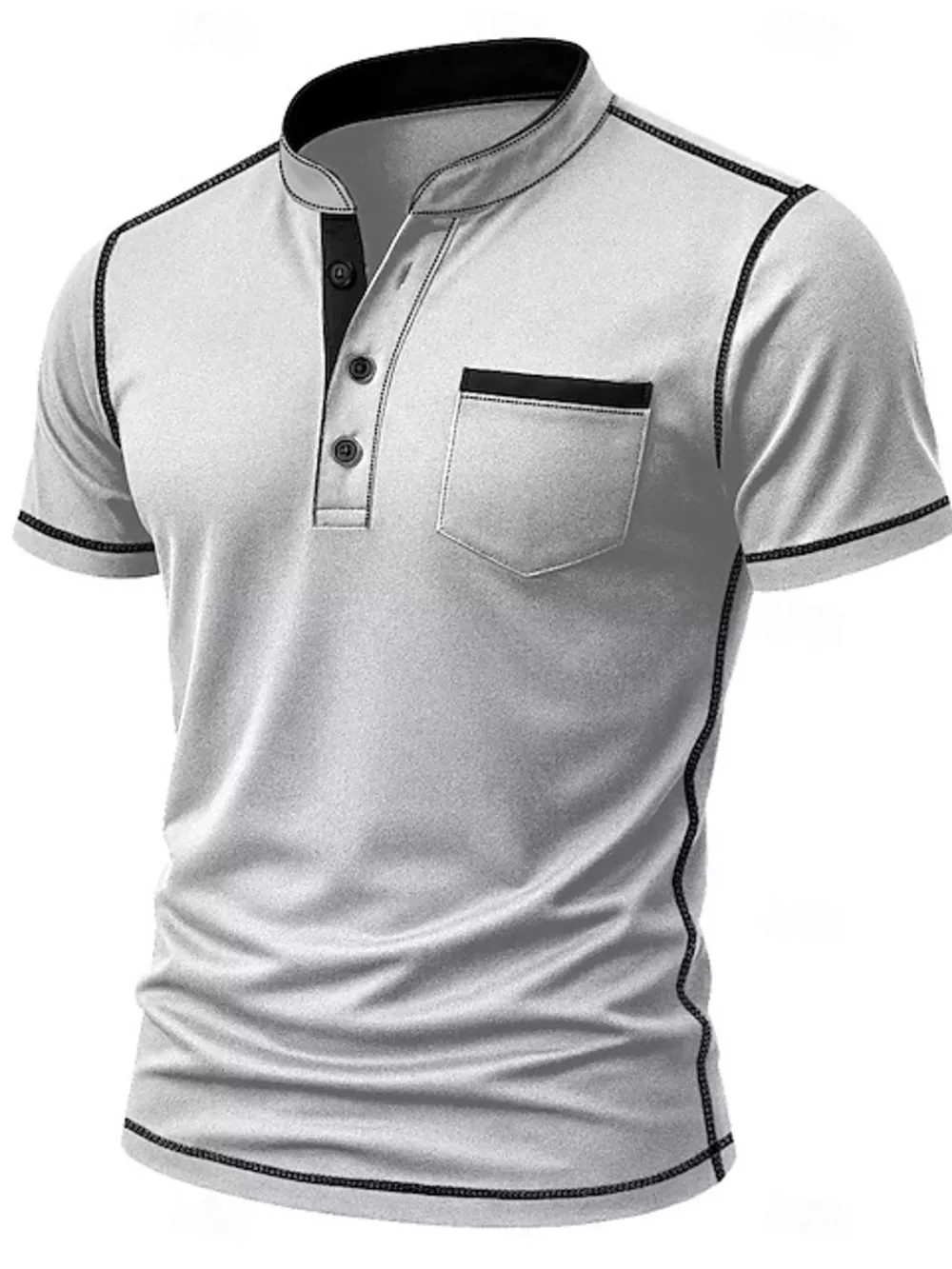 Men's Full Size Contrast Trim Short Sleeve Top Plus Size, image 5