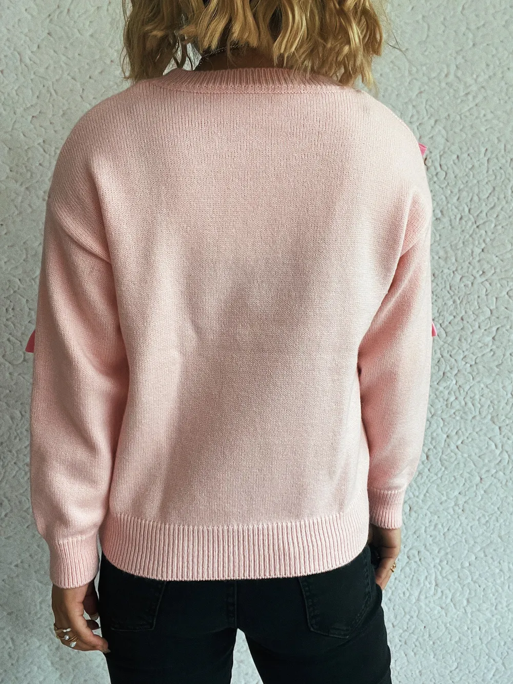 Bow Round Neck Long Sleeve Sweater, image 11