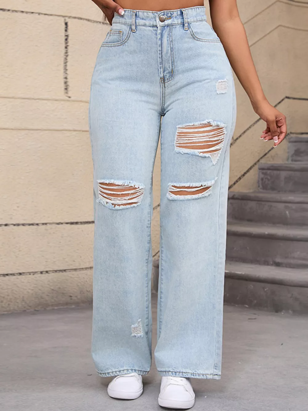 Distressed Wide-Leg Jeans, image 5