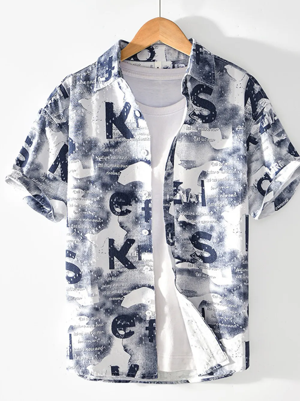 Men's Printed Button Up Short Sleeve Shirt, image 3