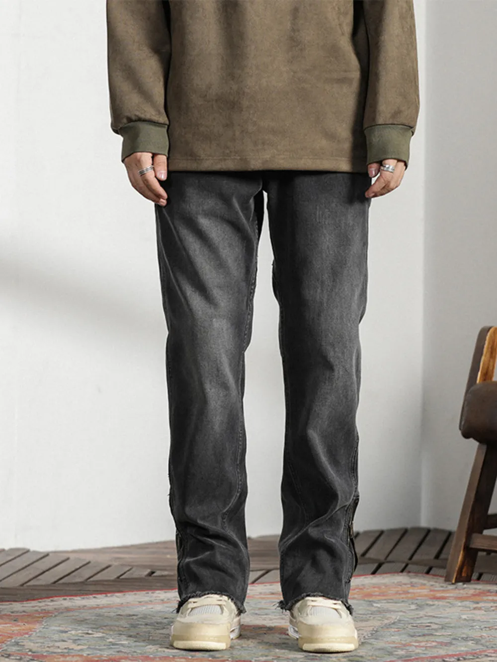 Men's Vintage Raw Hem Jeans, image 2