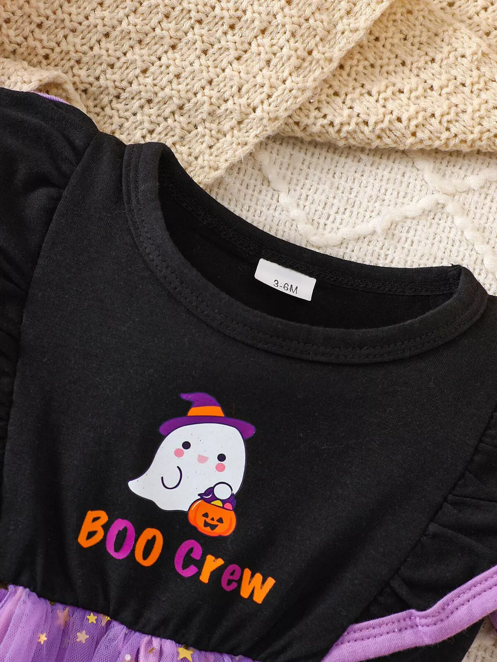 Children's Halloween 'BOO Crew' Ghost Graphic Tulle Tutu Dress, image 3