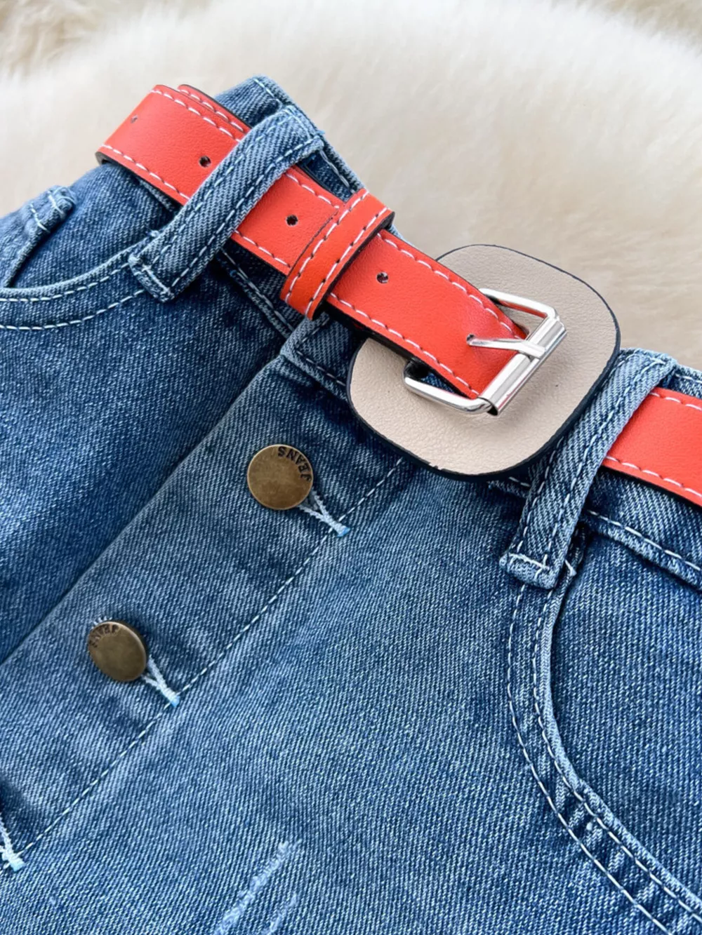Full Size Striped Patchwork Denim Skirt Plus Size, image 9