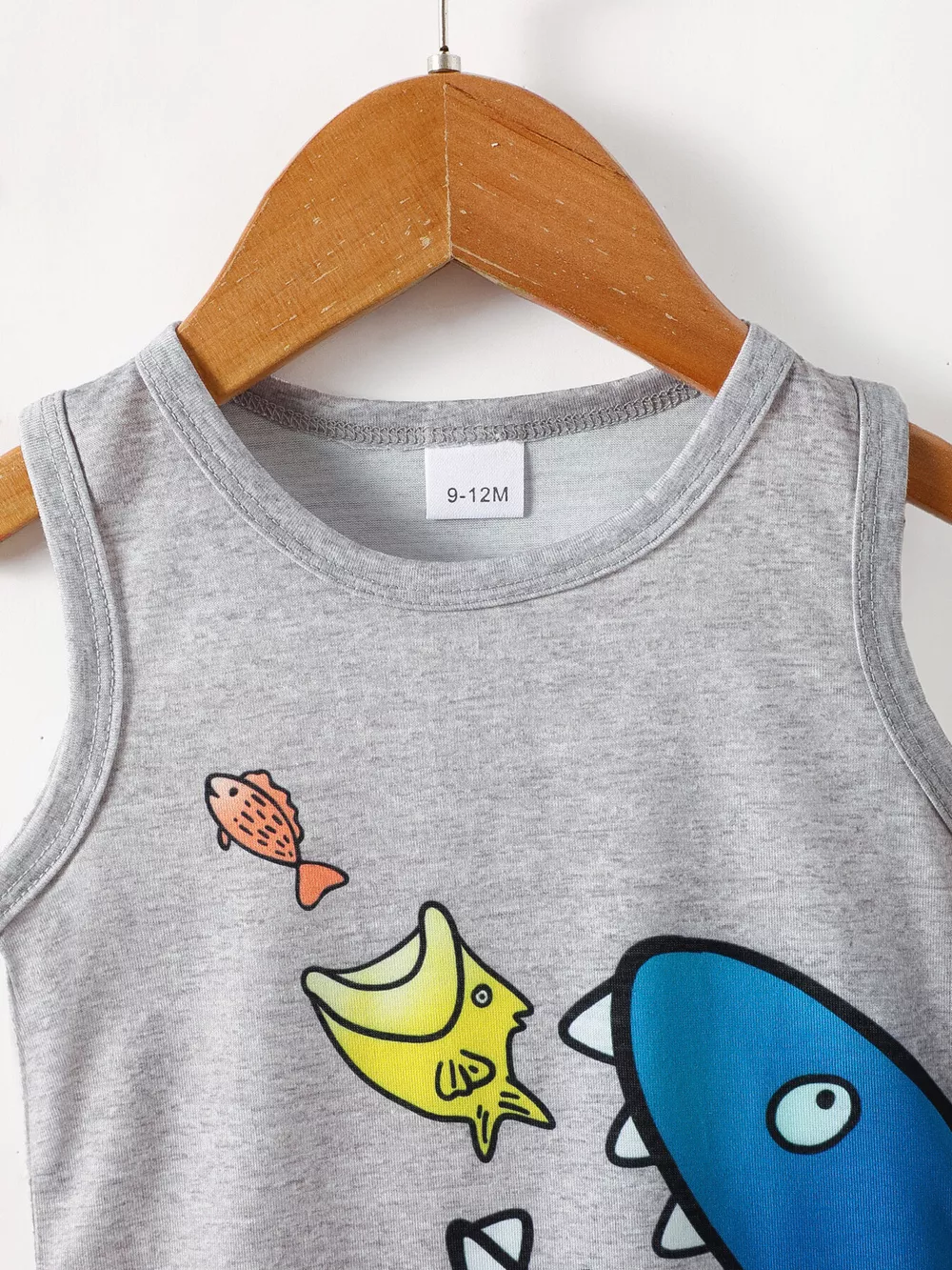 Children's Shark Graphic Tank Top & Shorts Set, image 3