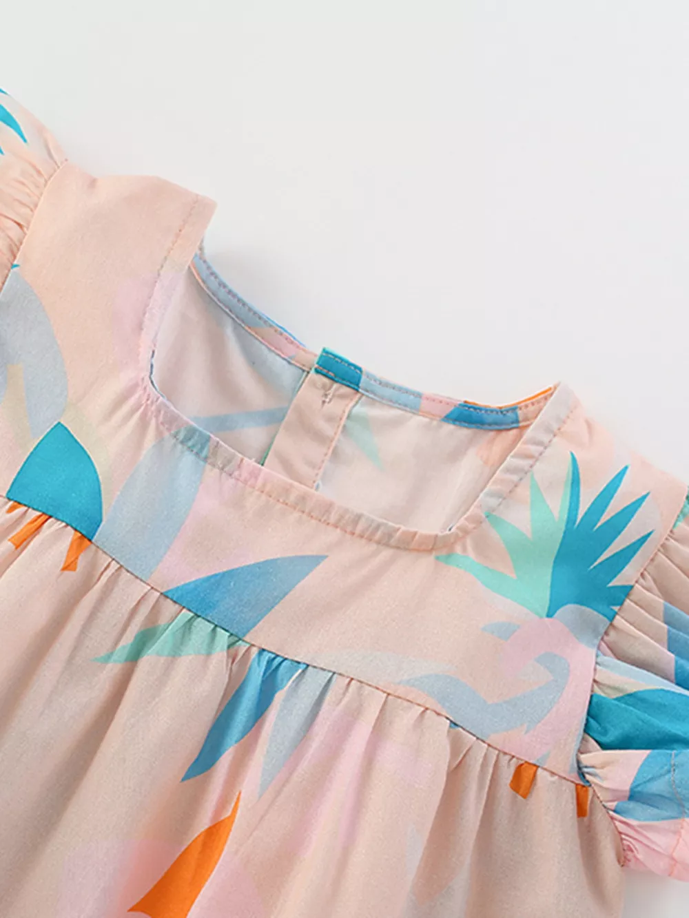 Children's Tropical Print Ruffle Sleeve Summer Dress, image 4