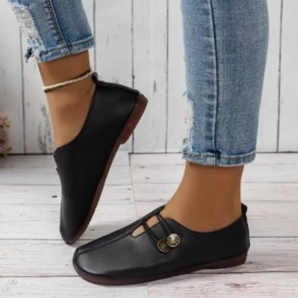 Casual Button Detail Slip-Ons